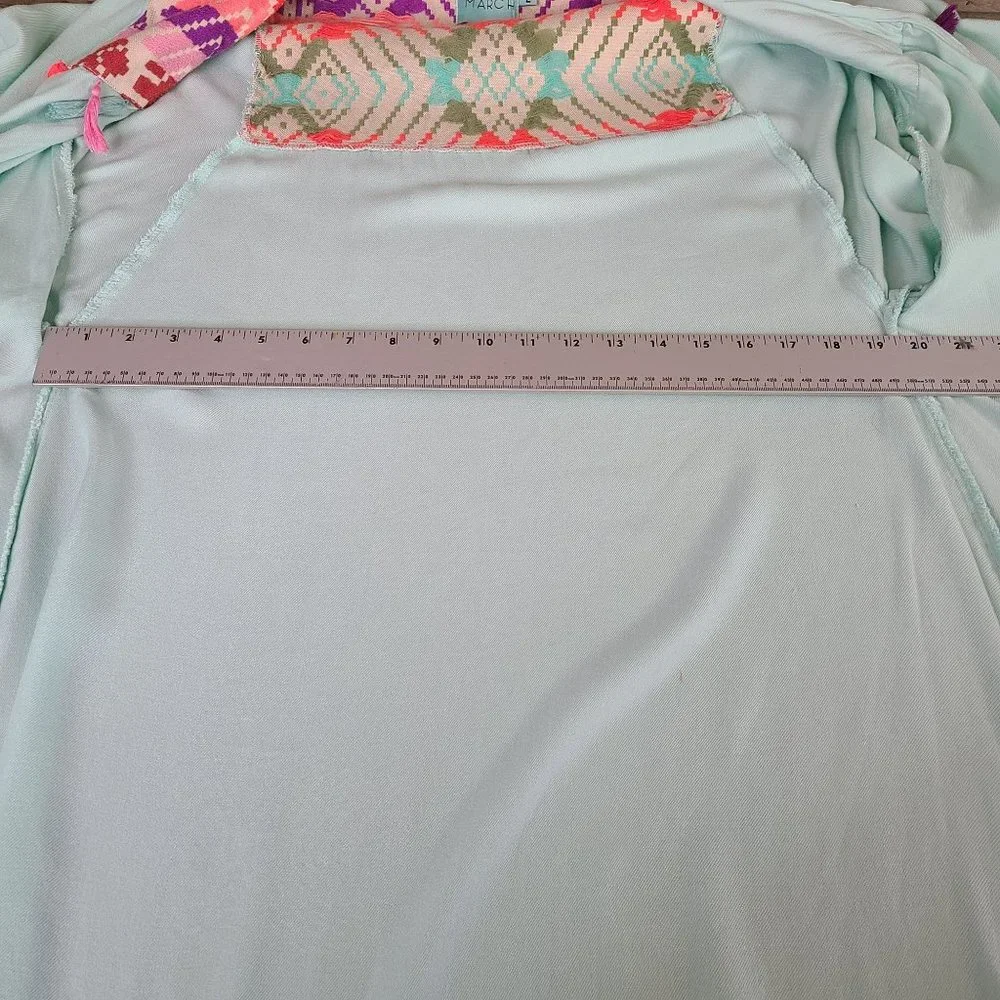 Judith March Wmns LG Kimono Topper Coverup Aztec Print Pastel Embroidered Tassel - Picture 6 of 9
